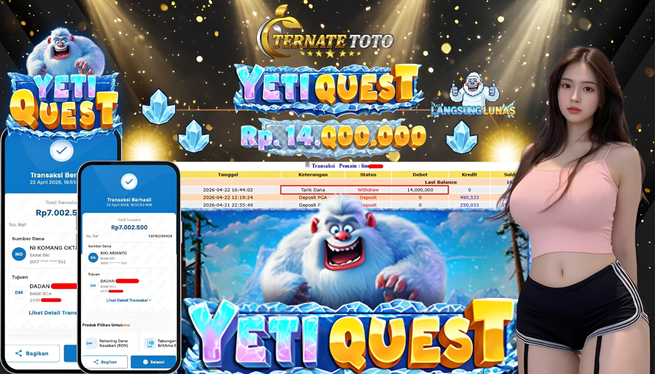 TERNATETOTO - JACKPOT YETI QUEST Rp. 14,000,000,-